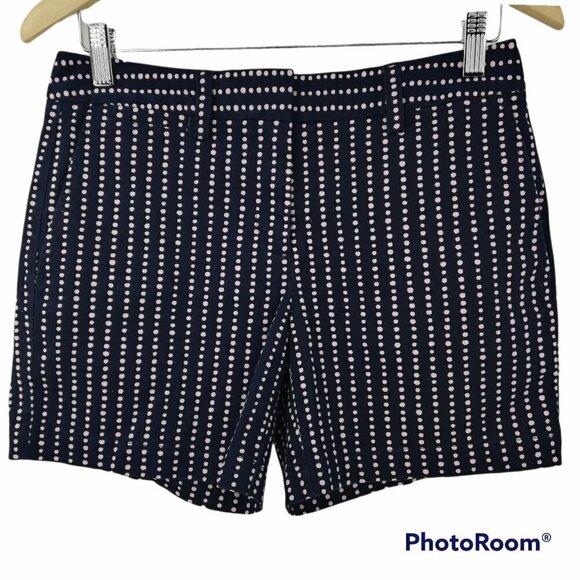 Lands End Not-Too-Low-Rise Polka Dot Shorts Size 2 Stretch Pockets Casual Retro - Picture 1 of 12